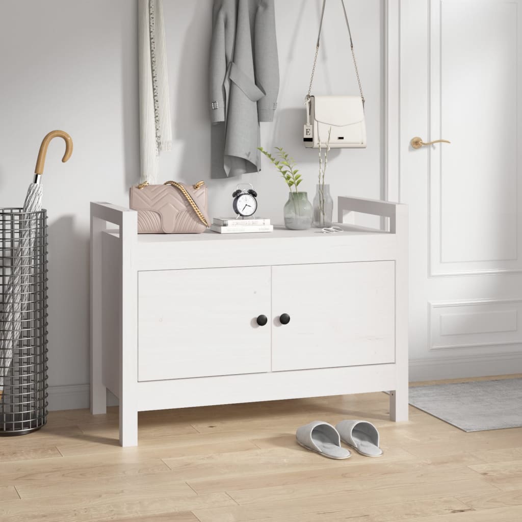 Hall Bench White 80x40x60 cm Solid Wood Pine - Sid & Sam