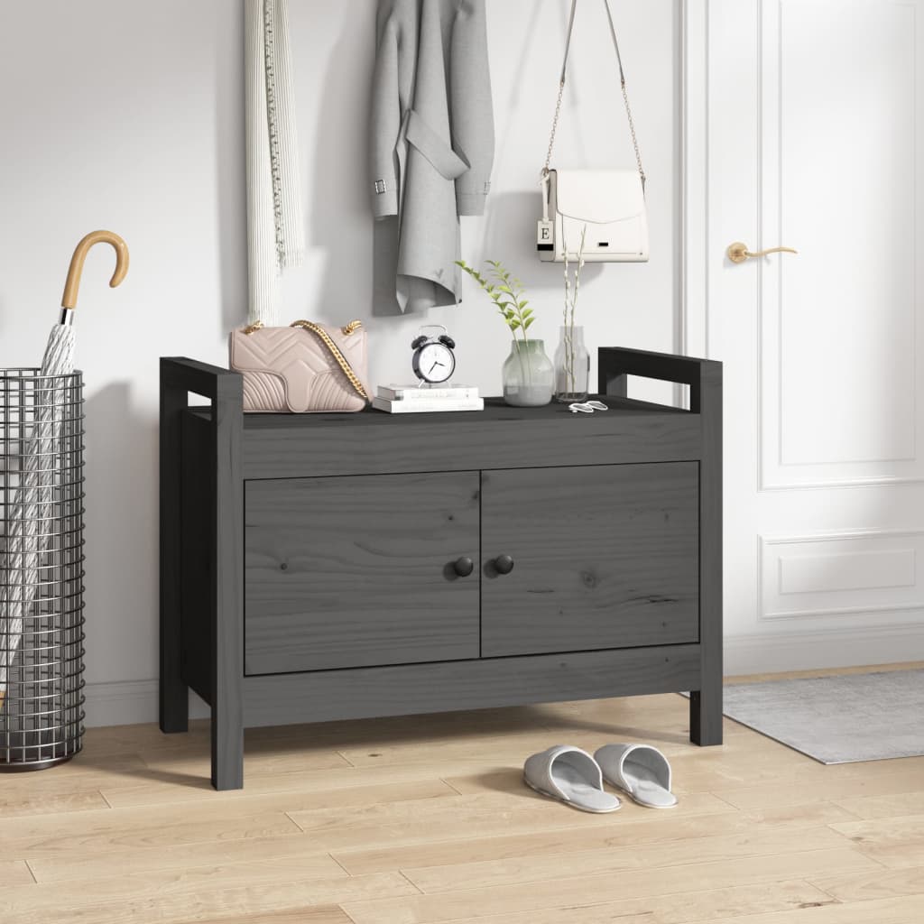 Hall Bench Grey 80x40x60 cm Solid Wood Pine - Millennium Furniture