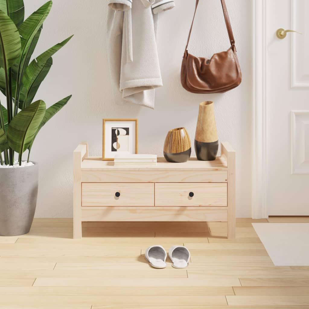 Hall Bench 80x40x43 cm Solid Wood Pine - Unbeatable Bargains