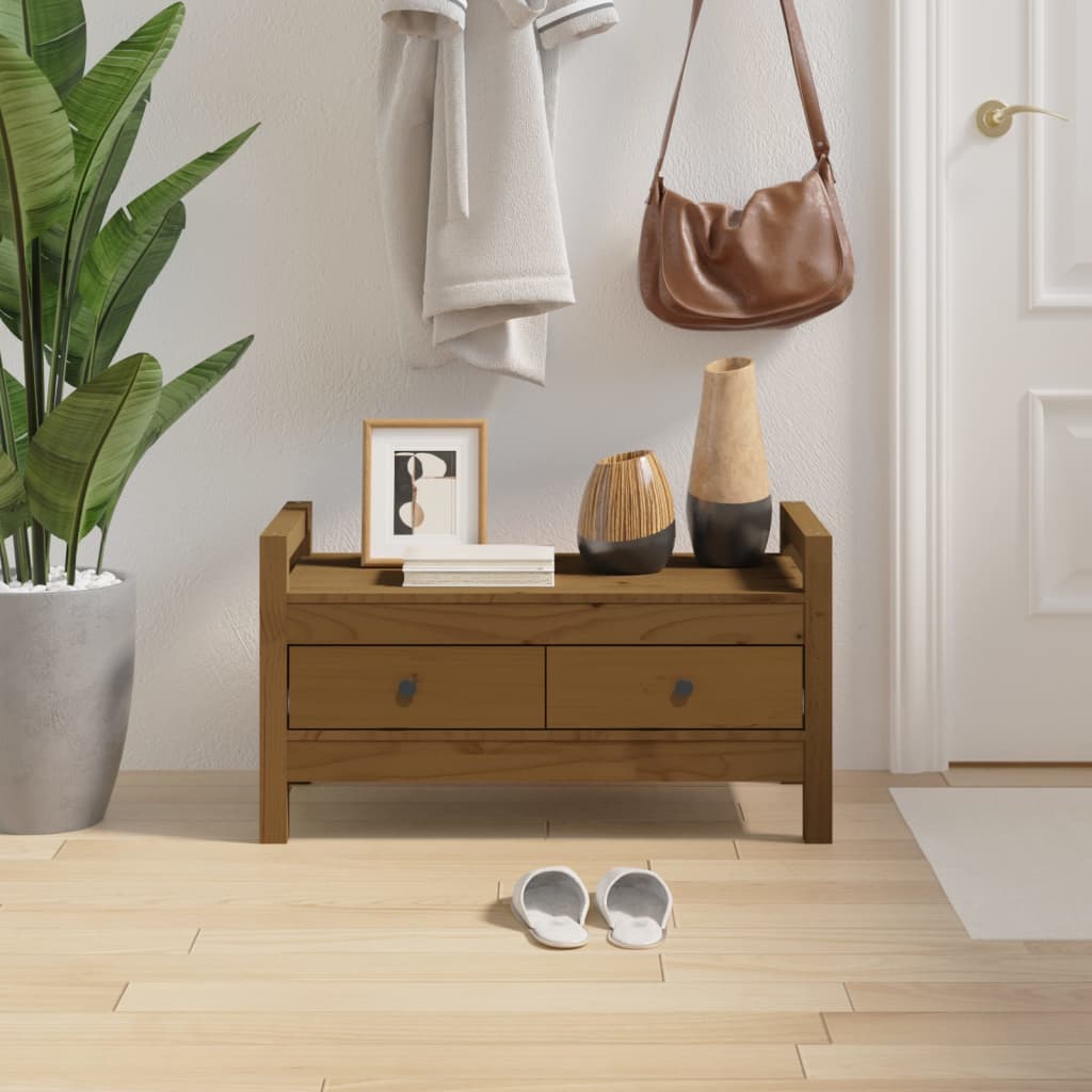 Hall Bench Honey Brown 80x40x43 cm Solid Wood Pine - Tyrell & Tyrell