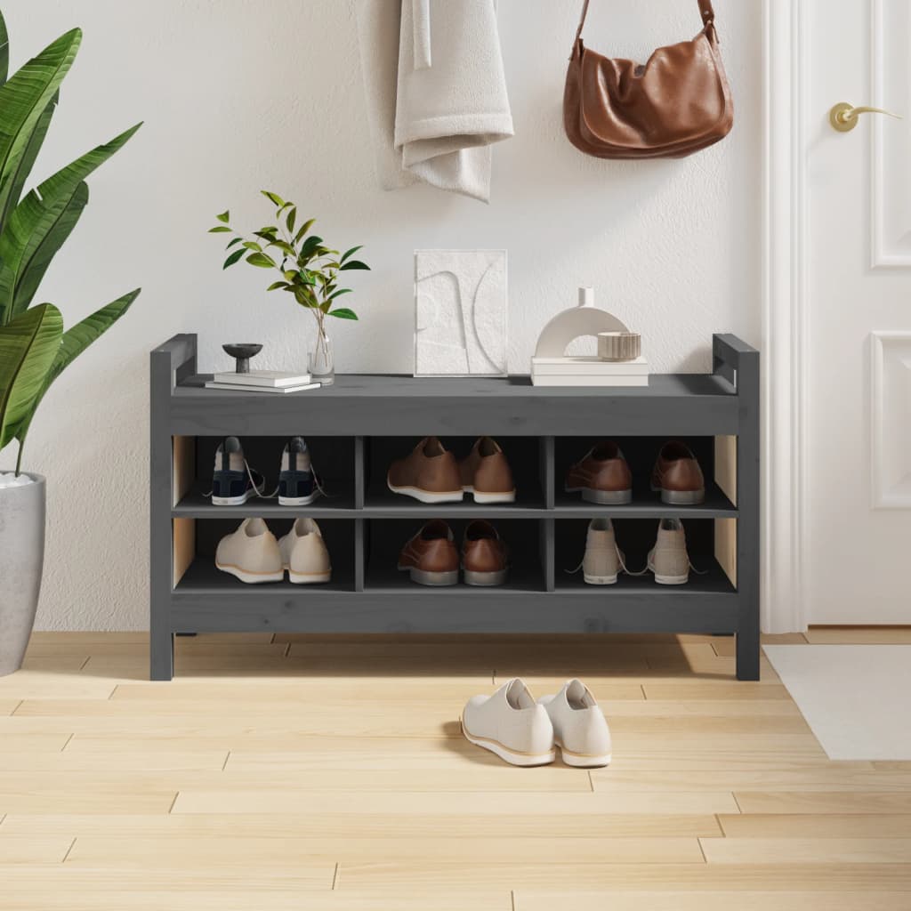 Hall Bench Grey 110x40x60 cm Solid Wood Pine - Tyrell & Tyrell