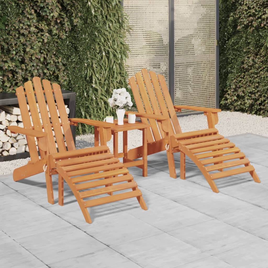 Garden Adirondack Chairs with Footrests 2 pcs Solid Wood Acacia - Direct Imports