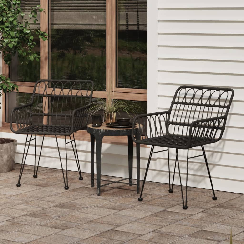 Garden Chairs 2 pcs with Armrest Black 56x64x80 cm PE Rattan - Style and Chic