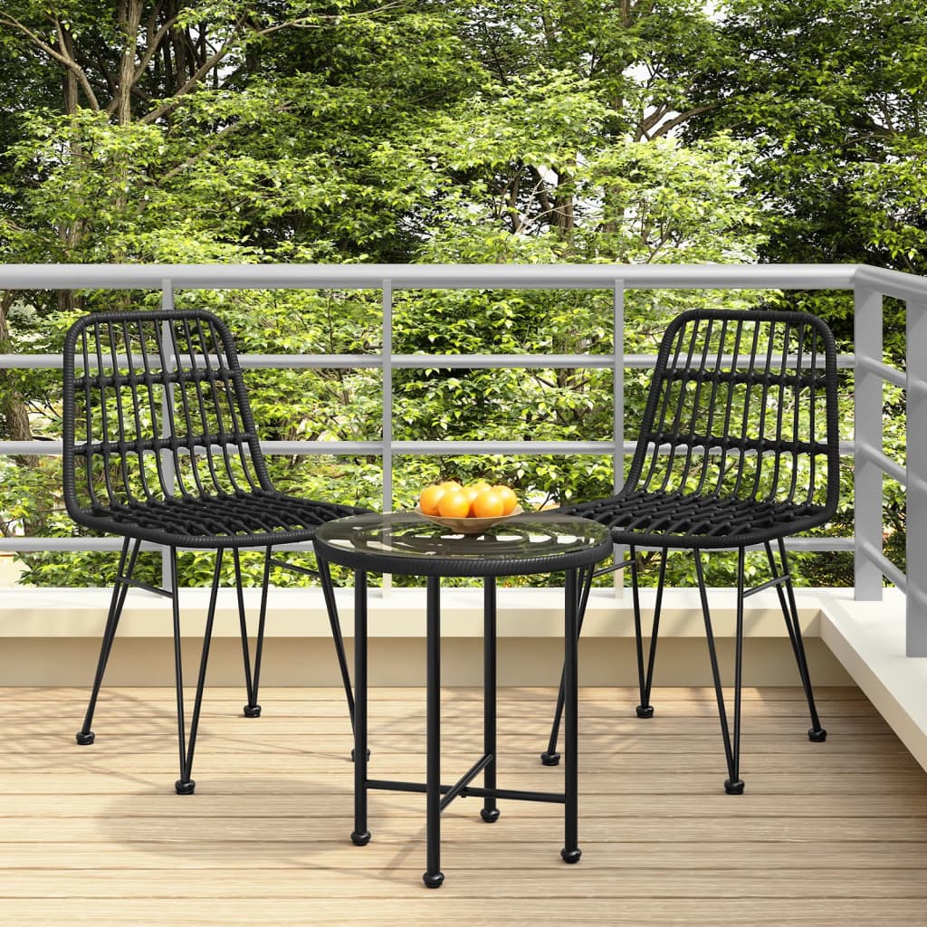 Garden Chairs 2 pcs Black 48x62x84 cm PE Rattan - Tyrell & Tyrell