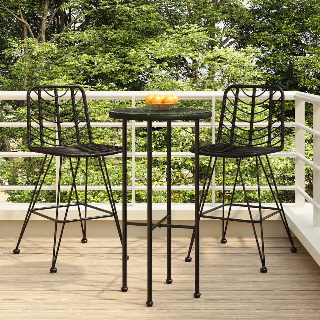 Bar Stools 2 pcs Black 45x56x103.5 cm PE Rattan and Steel - Style and Chic