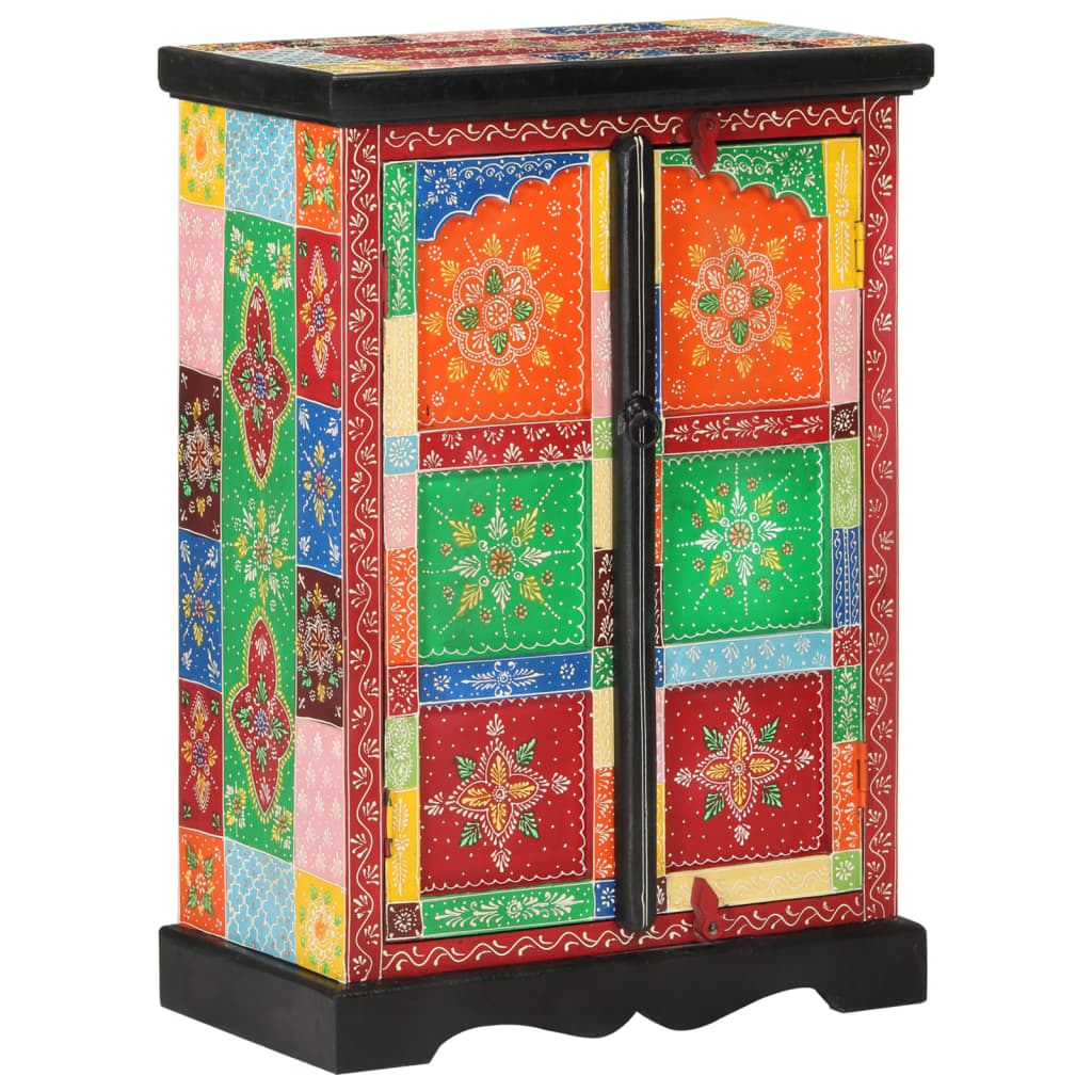 Hand Painted Sideboard with Doors 53x30x75 cm Solid Wood Mango - Casper Homes
