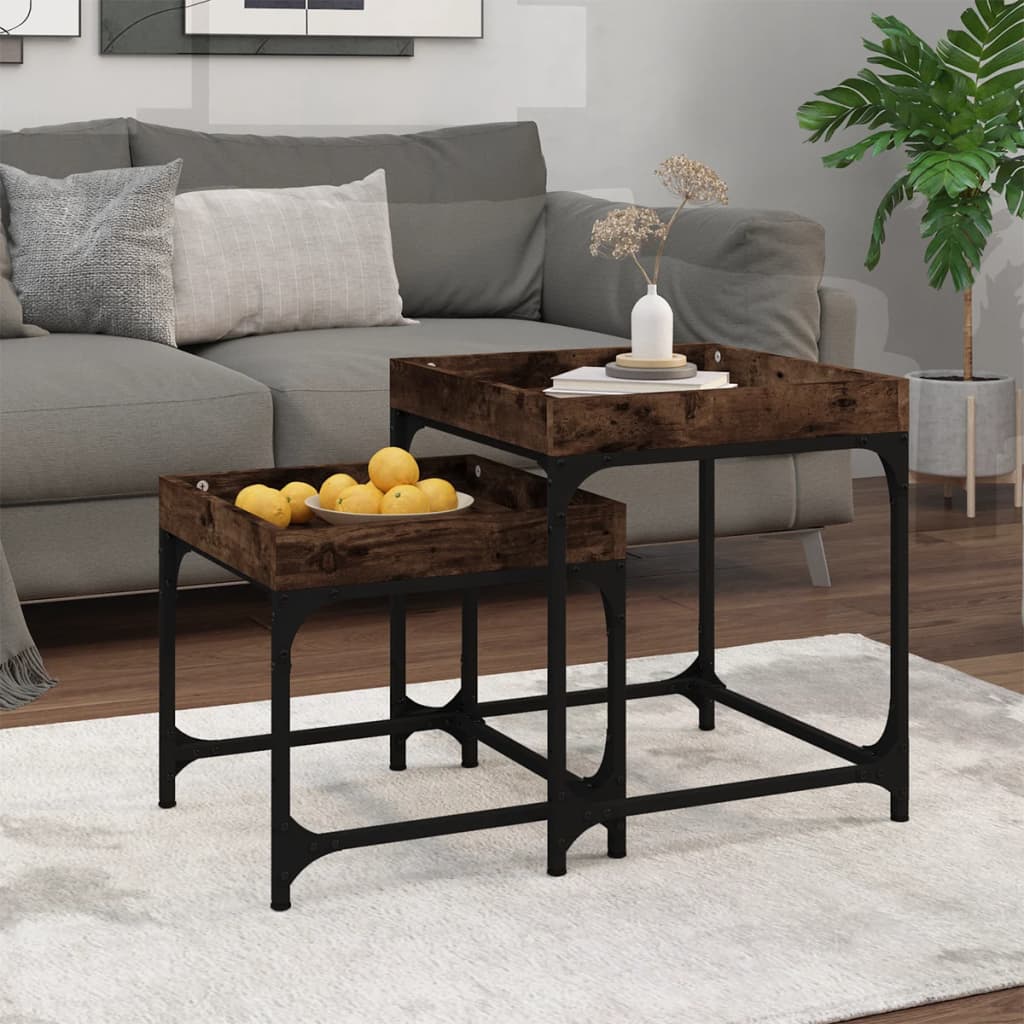 Side Tables 2 pcs Smoked Oak Engineered Wood - Unbeatable Bargains