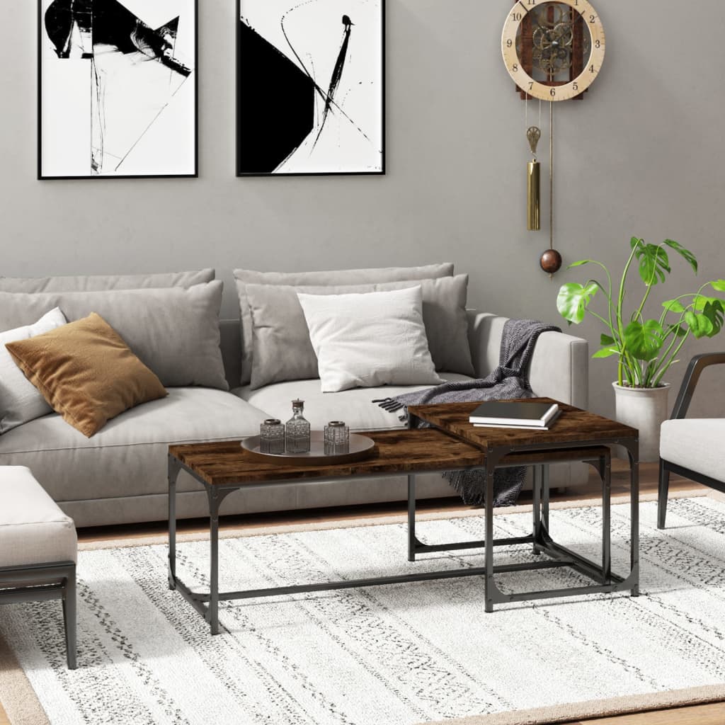 Coffee Tables 2 pcs Smoked Oak Engineered Wood - Unbeatable Bargains