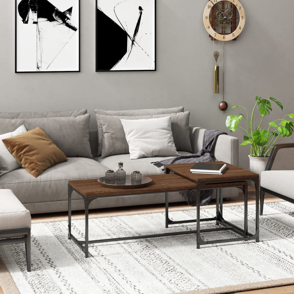 Coffee Tables 2 pcs Brown Oak Engineered Wood - Unbeatable Bargains