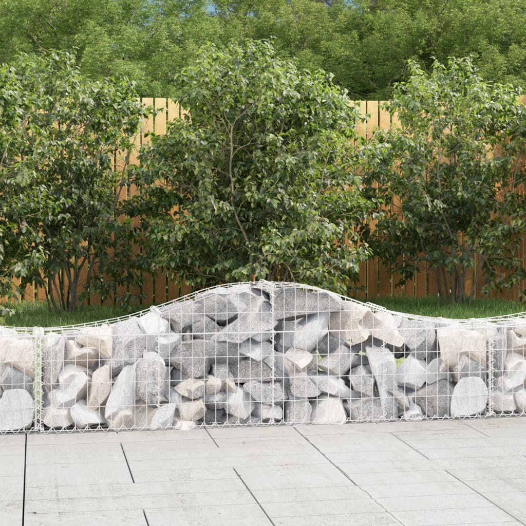 Arched Gabion Baskets 7 pcs 200x30x40/60 cm Galvanised Iron - Millennium Furniture