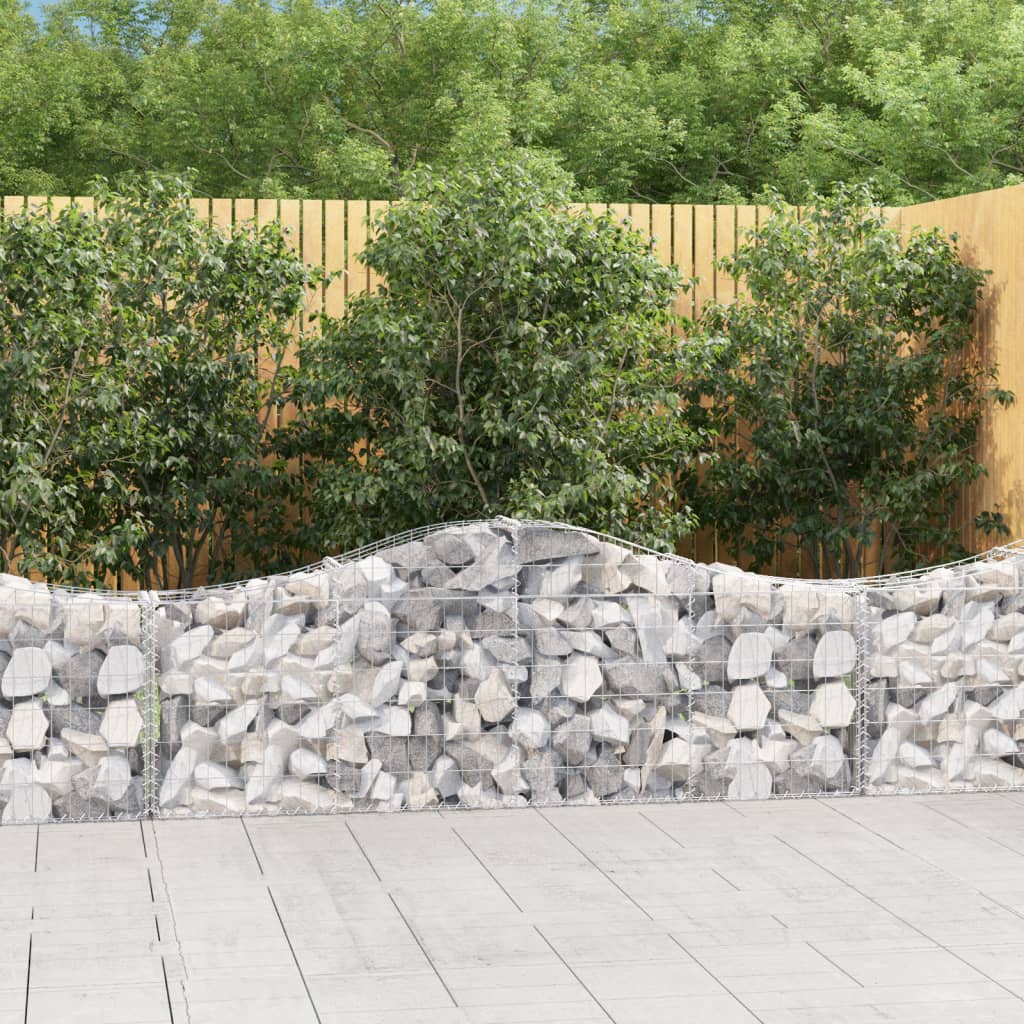 Arched Gabion Baskets 11 pcs 200x30x60/80 cm Galvanised Iron - The Home Maker