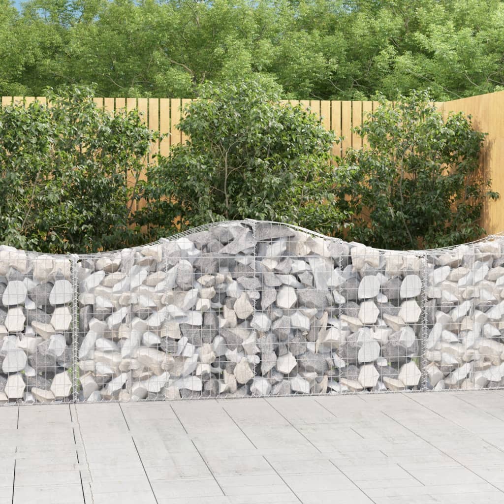 Arched Gabion Baskets 18 pcs 200x30x80/100 cm Galvanised Iron - Style and Chic