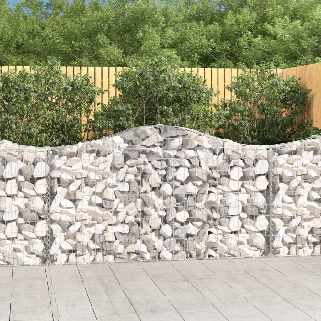 Arched Gabion Baskets 2 pcs 200x30x100/120 cm Galvanised Iron - Tyrell & Tyrell