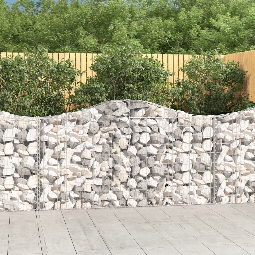 Arched Gabion Baskets 4 pcs 200x30x100/120 cm Galvanised Iron - The Home Maker