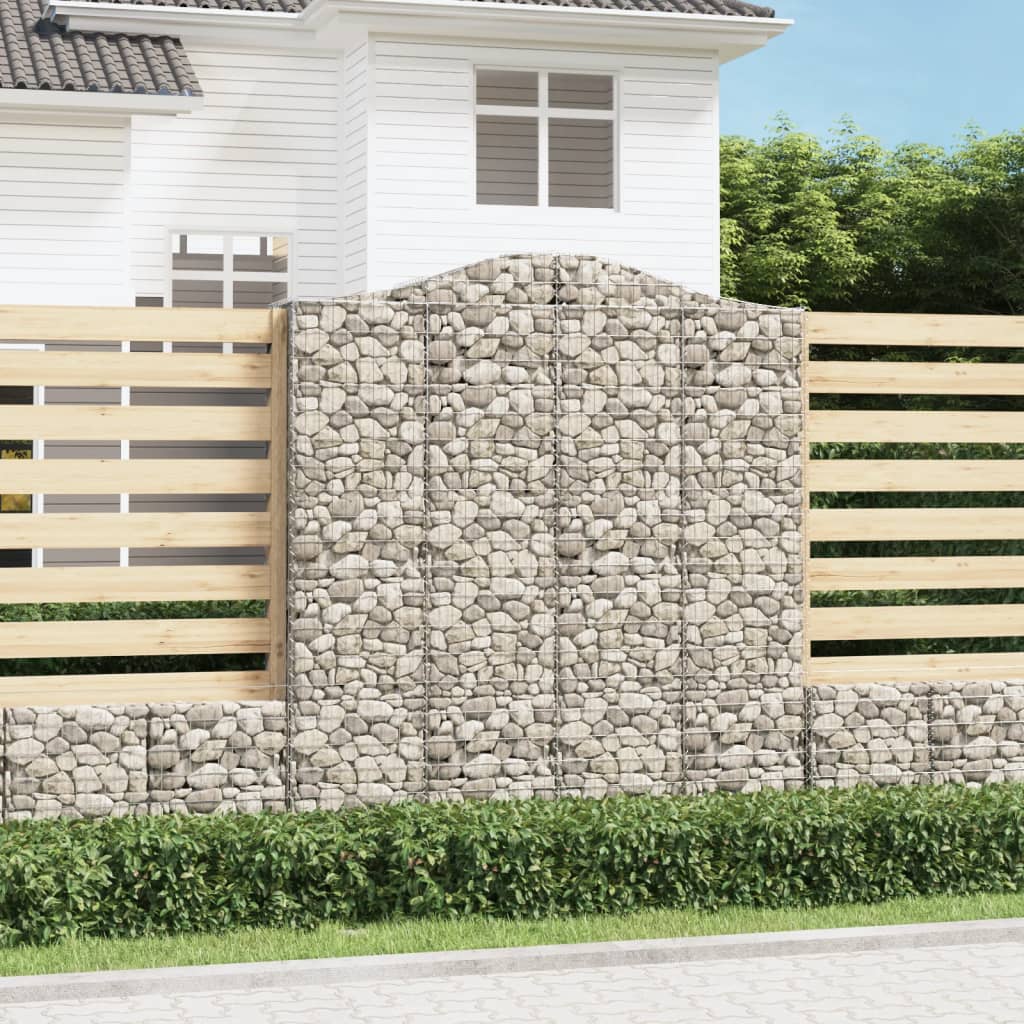 Arched Gabion Baskets 3 pcs 200x30x220/240 cm Galvanised Iron - Sid & Sam