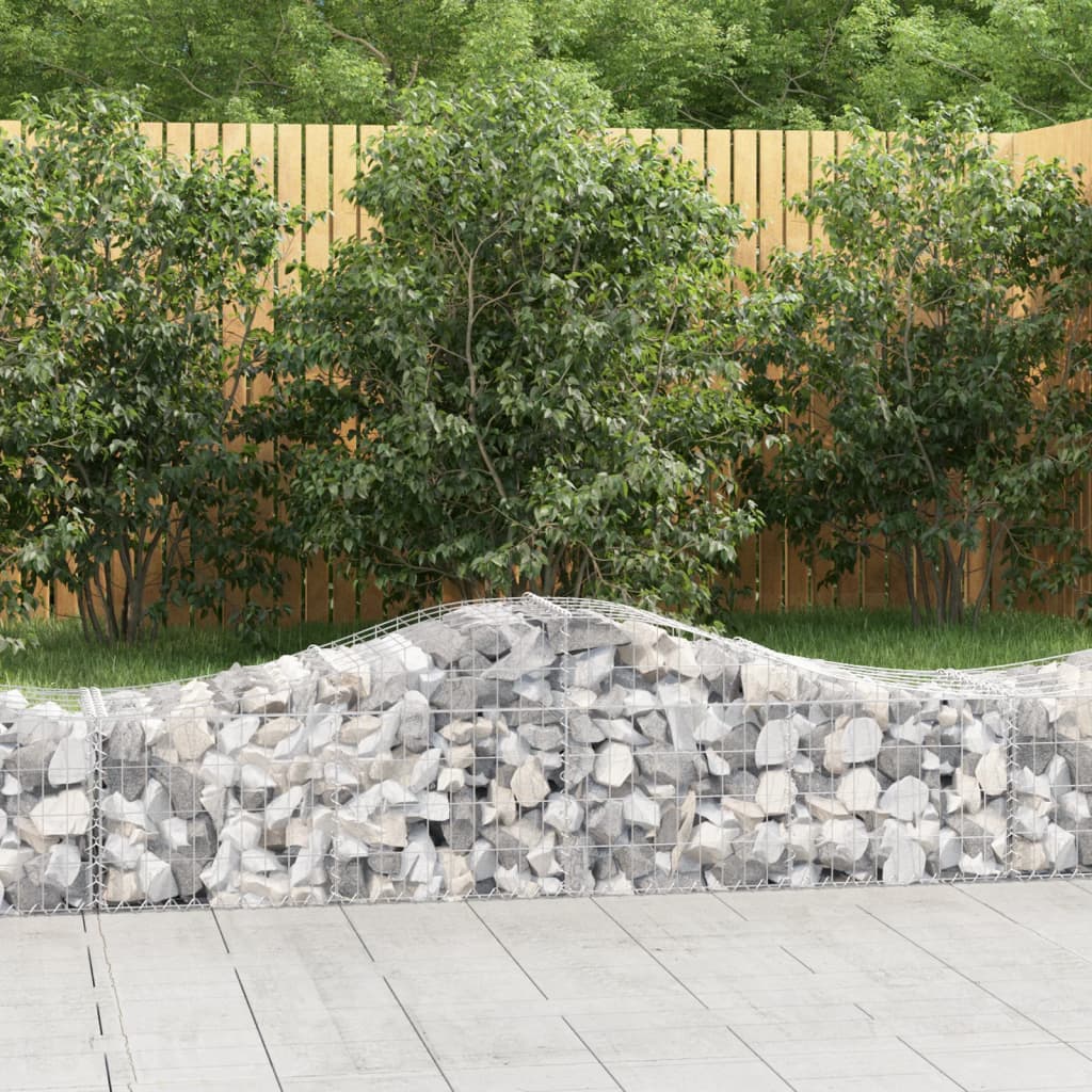 Arched Gabion Baskets 4 pcs 200x50x40/60 cm Galvanised Iron - Style and Chic