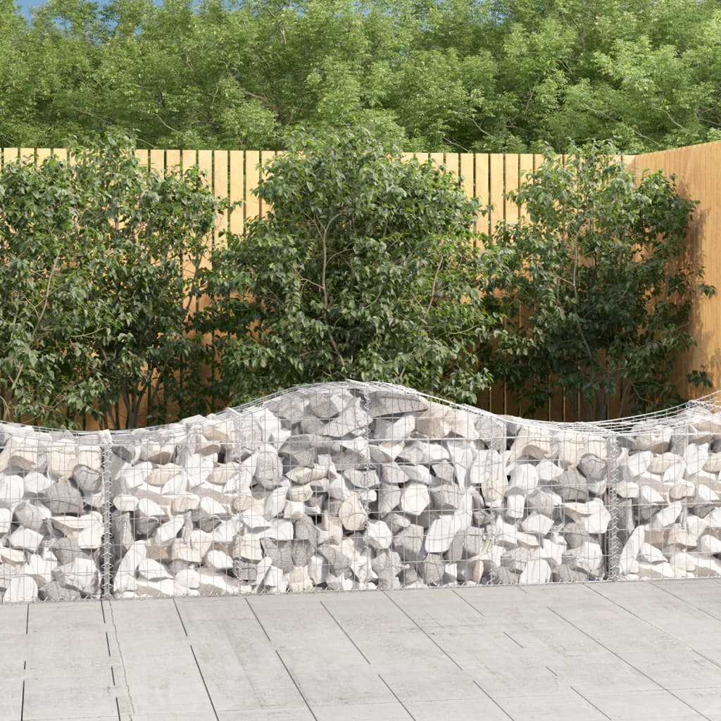 Arched Gabion Baskets 8 pcs 200x50x60/80 cm Galvanised Iron - Brittle & Co
