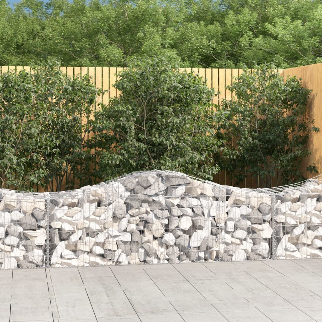 Arched Gabion Baskets 14 pcs 200x50x60/80 cm Galvanised Iron - The Home Maker