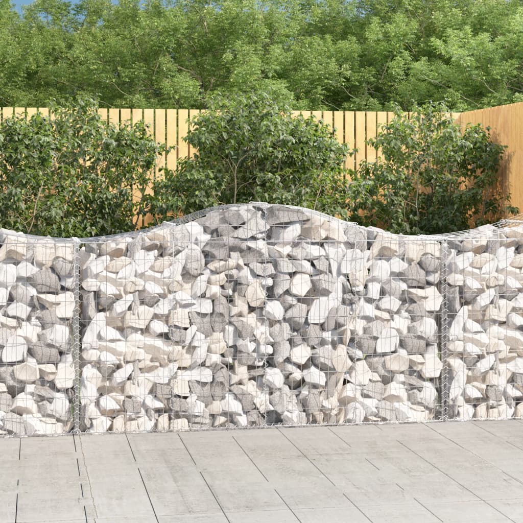 Arched Gabion Baskets 5 pcs 200x50x100/120 cm Galvanised Iron - Casper Homes