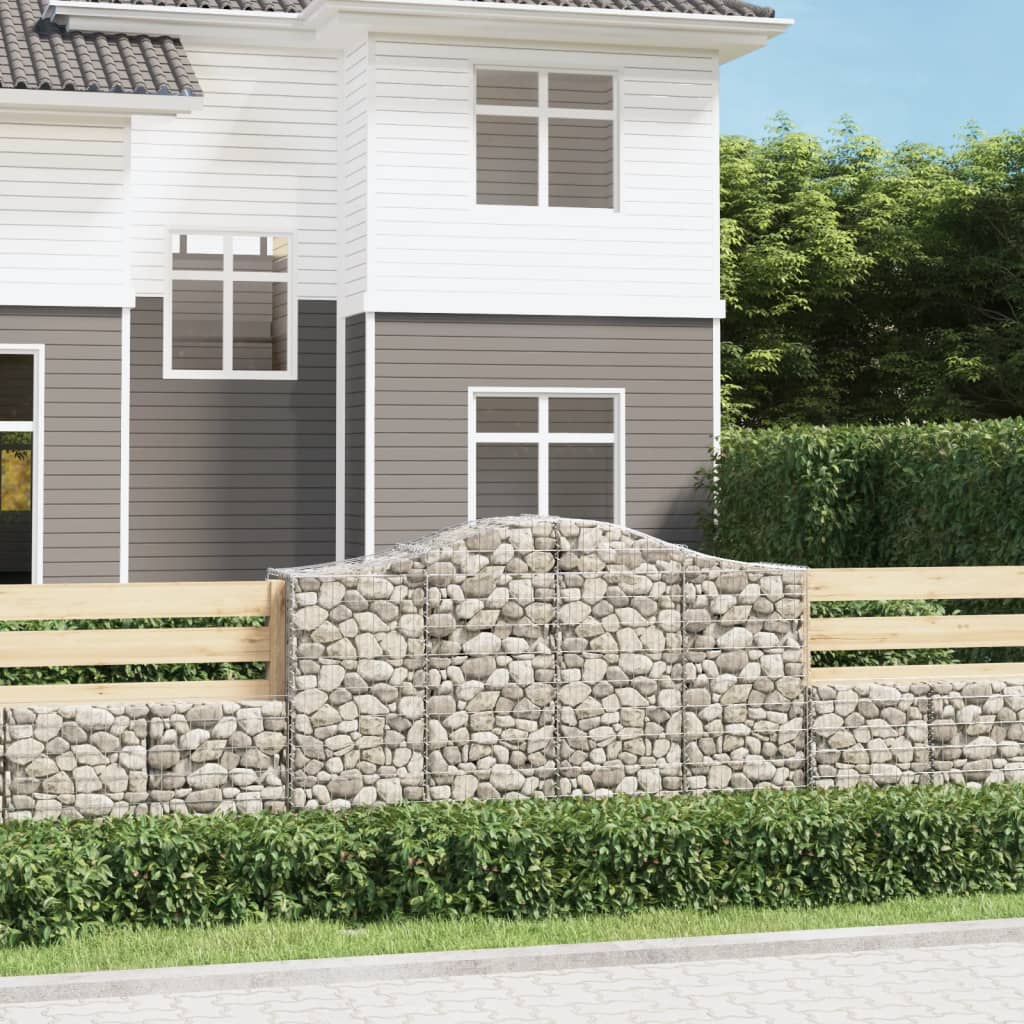 Arched Gabion Baskets 8 pcs 200x50x120/140 cm Galvanised Iron - The Home Maker