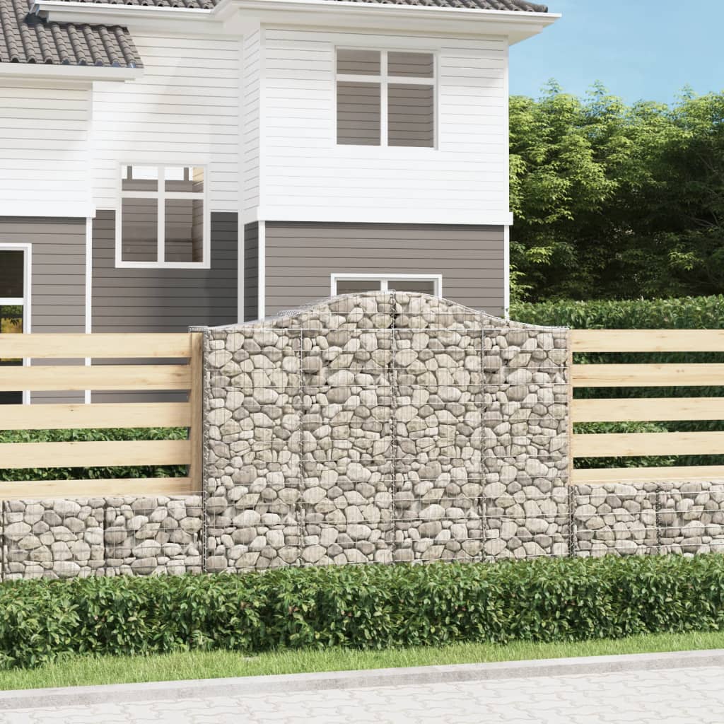 Arched Gabion Baskets 3 pcs 200x50x160/180 cm Galvanised Iron - Style and Chic