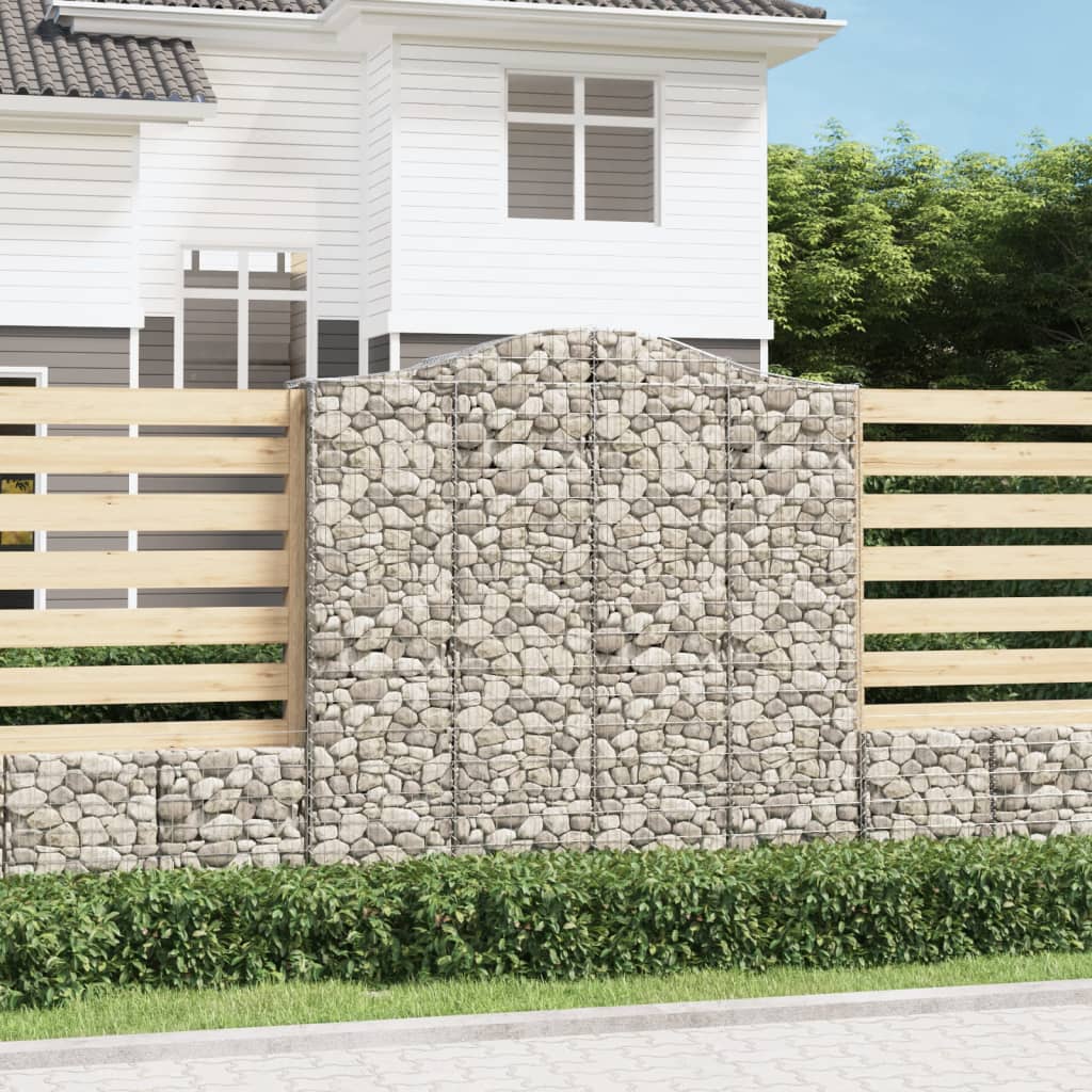 Arched Gabion Baskets 6 Pcs 200x50x200/220cm Galvanised Iron - Merkel Designers