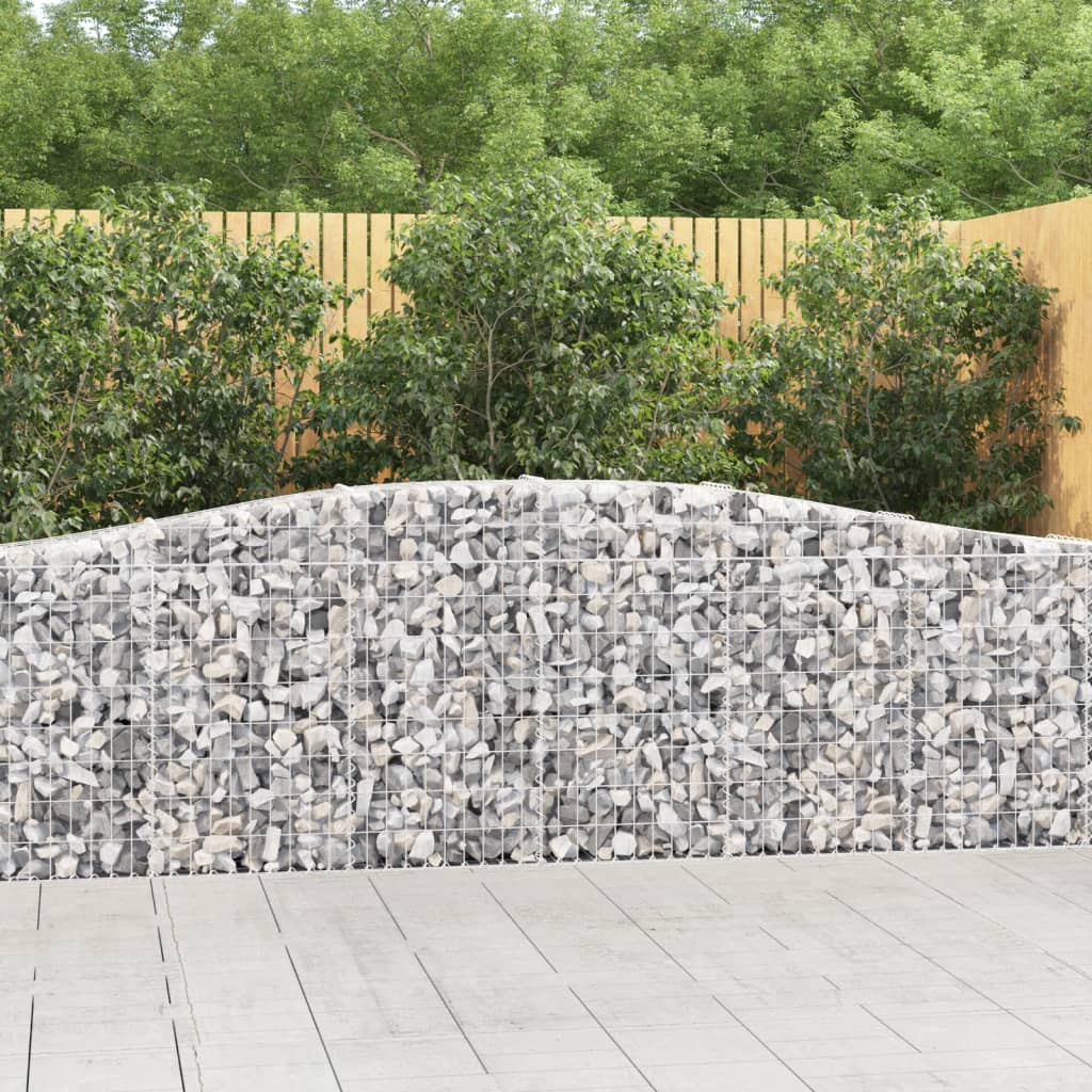 Arched Gabion Baskets 5 pcs 400x30x80/100 cm Galvanised Iron - Style and Chic