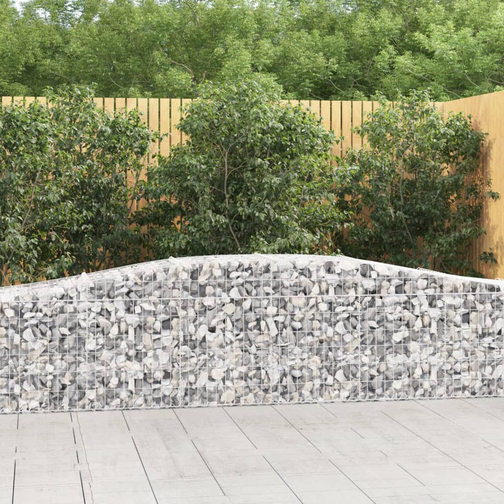 Arched Gabion Baskets 4 Pieces 400x50x60/80 cm Galvanised Iron - The Home Maker
