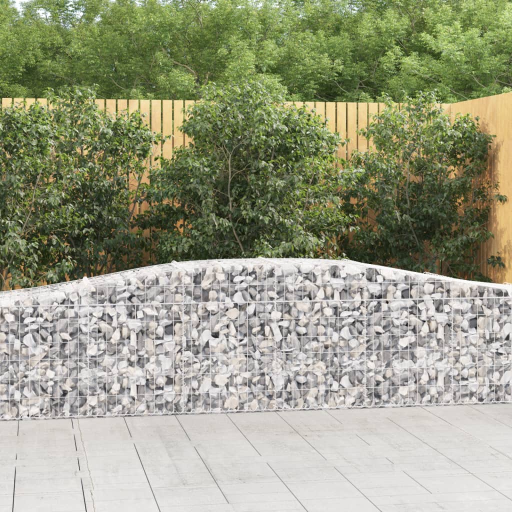 Arched Gabion Baskets 9 pcs 400x50x60/80 cm Galvanised Iron - The Home Maker