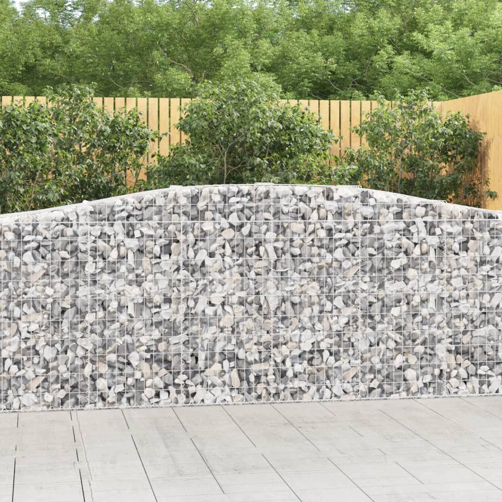 Arched Gabion Baskets 3 pcs 400x50x100/120 cm Galvanised Iron - Sid & Sam