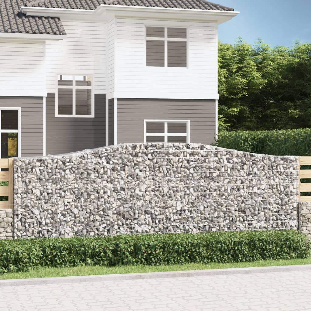 Arched Gabion Baskets 7 pcs 400x50x140/160 cm Galvanised Iron - Style and Chic