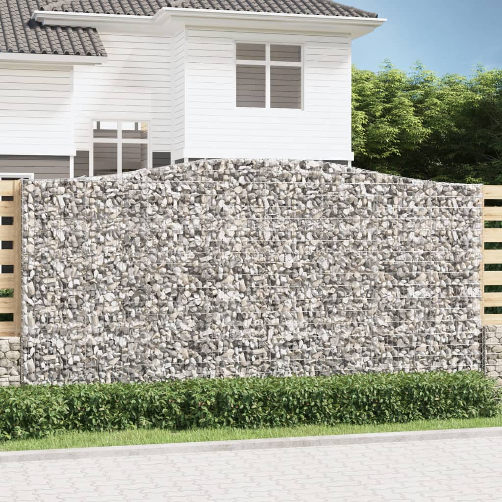Arched Gabion Baskets 9 Pcs 400x50x200/220cm Galvanised Iron - Unbeatable Bargains