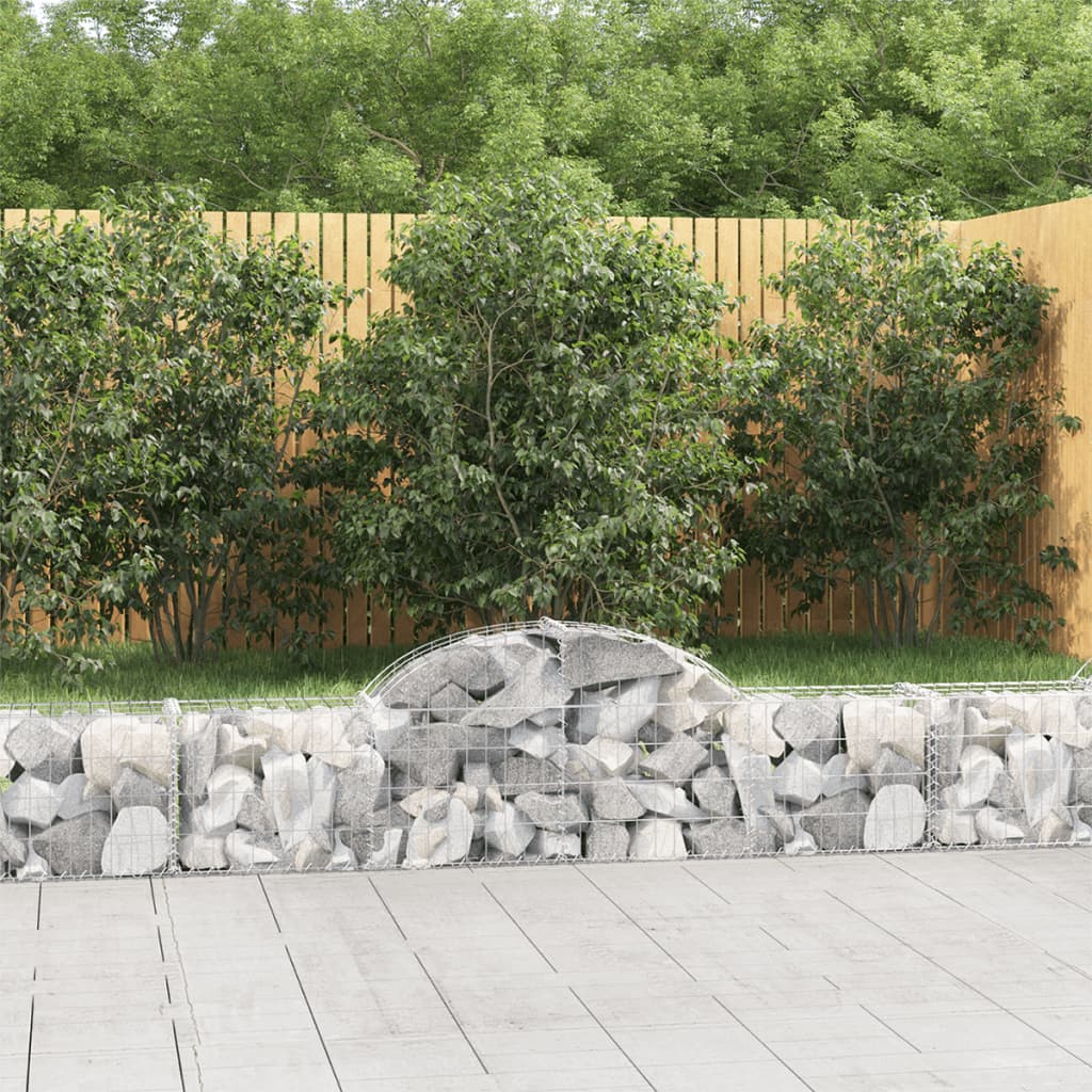 Arched Gabion Baskets 8 Pcs 200x30x40/60cm Galvanised Iron - Decor Base
