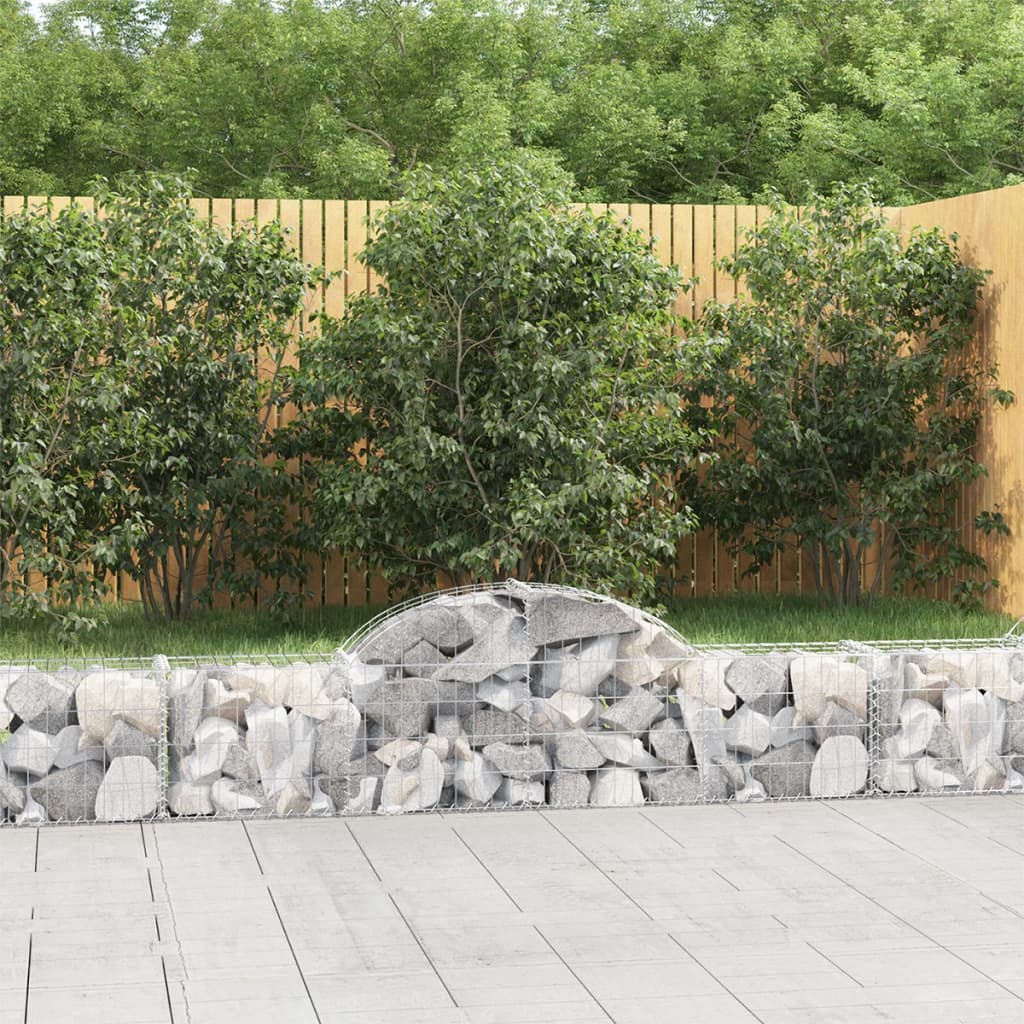 Arched Gabion Baskets 9 Pcs 200x30x40/60cm Galvanised Iron - Unbeatable Bargains