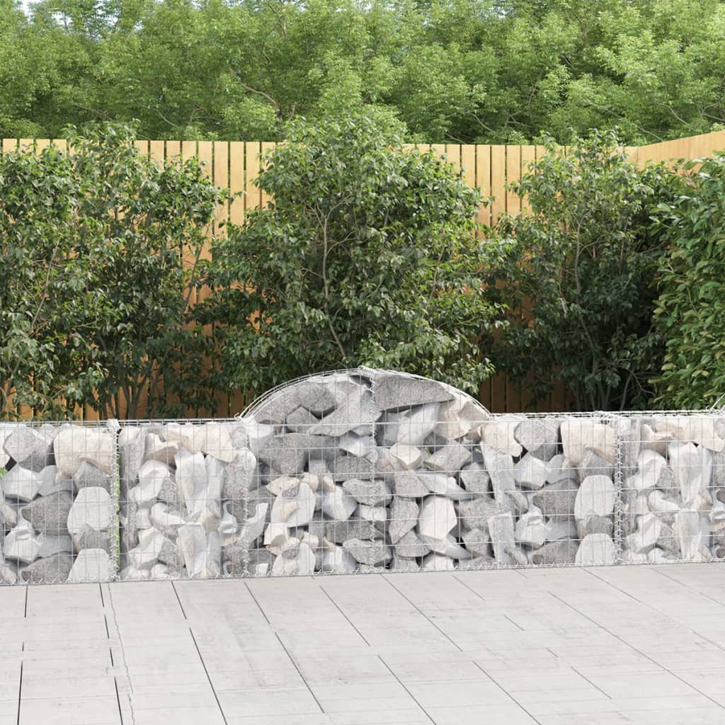 Arched Gabion Baskets 4 pcs 200x30x60/80 cm Galvanised Iron - Sid & Sam