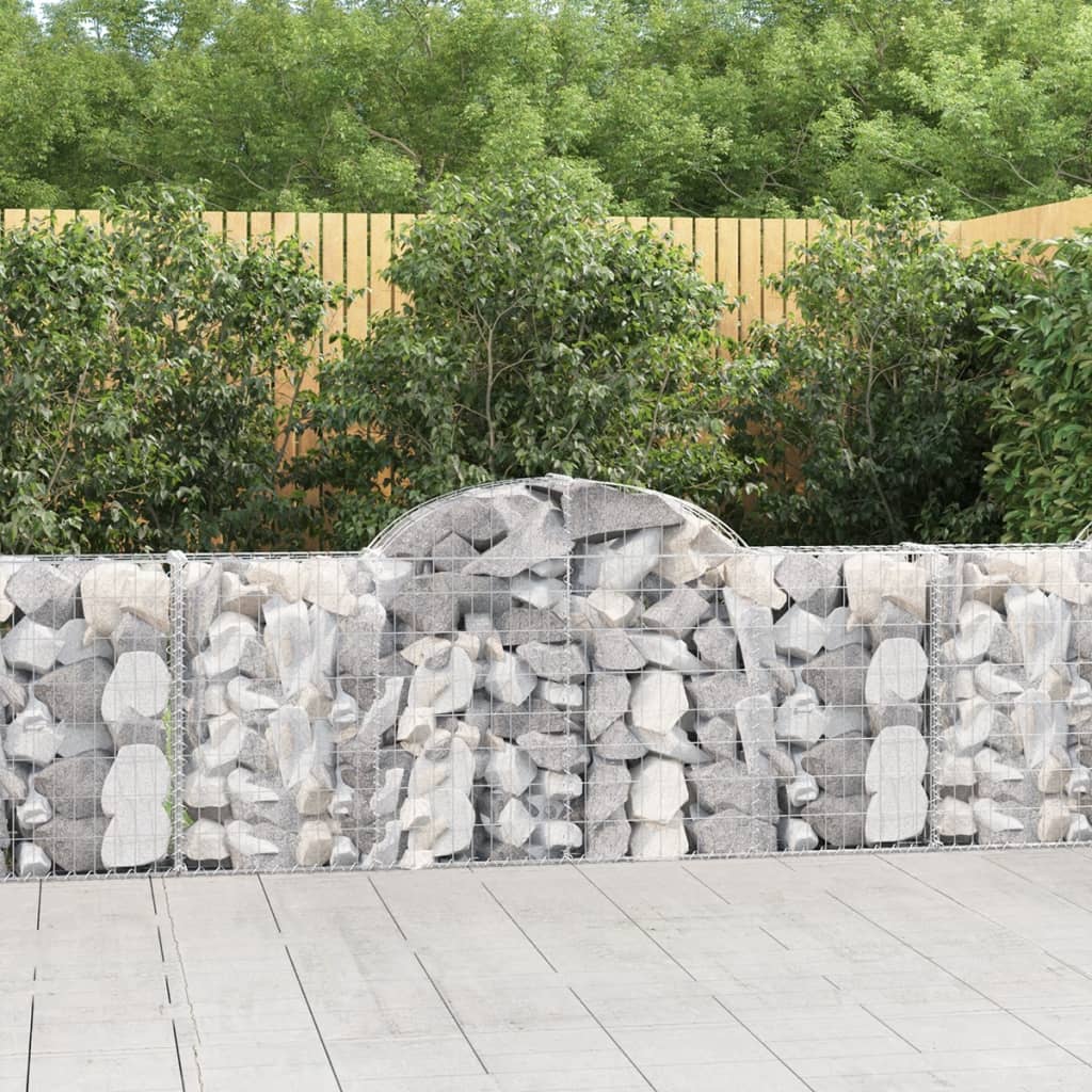 Arched Gabion Baskets 6 pcs 200x30x80/100 cm Galvanised Iron - Sid & Sam