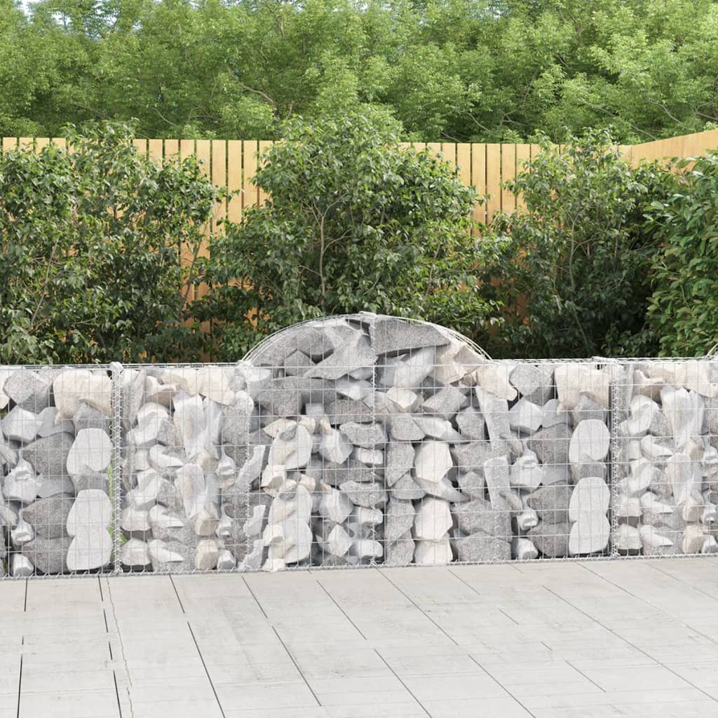 Arched Gabion Baskets 8 pcs 200x30x80/100 cm Galvanised Iron - Style and Chic
