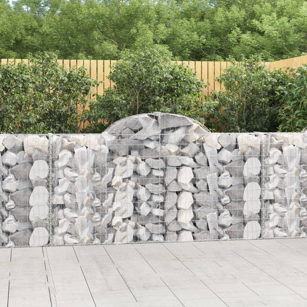 Arched Gabion Baskets 2 pcs 200x30x100/120 cm Galvanised Iron - Style and Chic