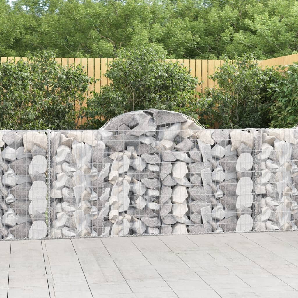 Arched Gabion Baskets 4 pcs 200x30x100/120 cm Galvanised Iron - Style and Chic