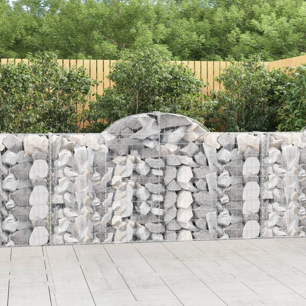 Arched Gabion Baskets 6 pcs 200x30x100/120 cm Galvanised Iron - Merlin Deals