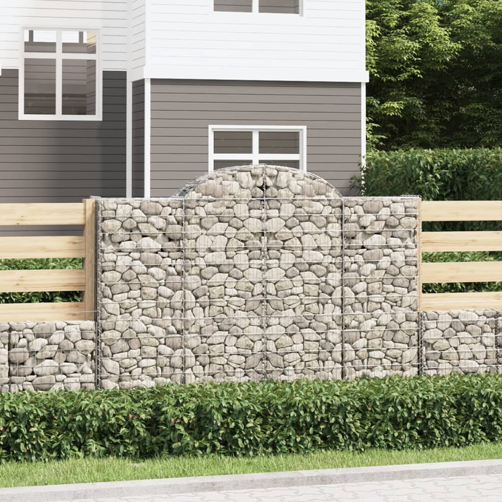 Arched Gabion Baskets 9 Pcs 200x30x140/160cm Galvanised Iron - Style and Chic