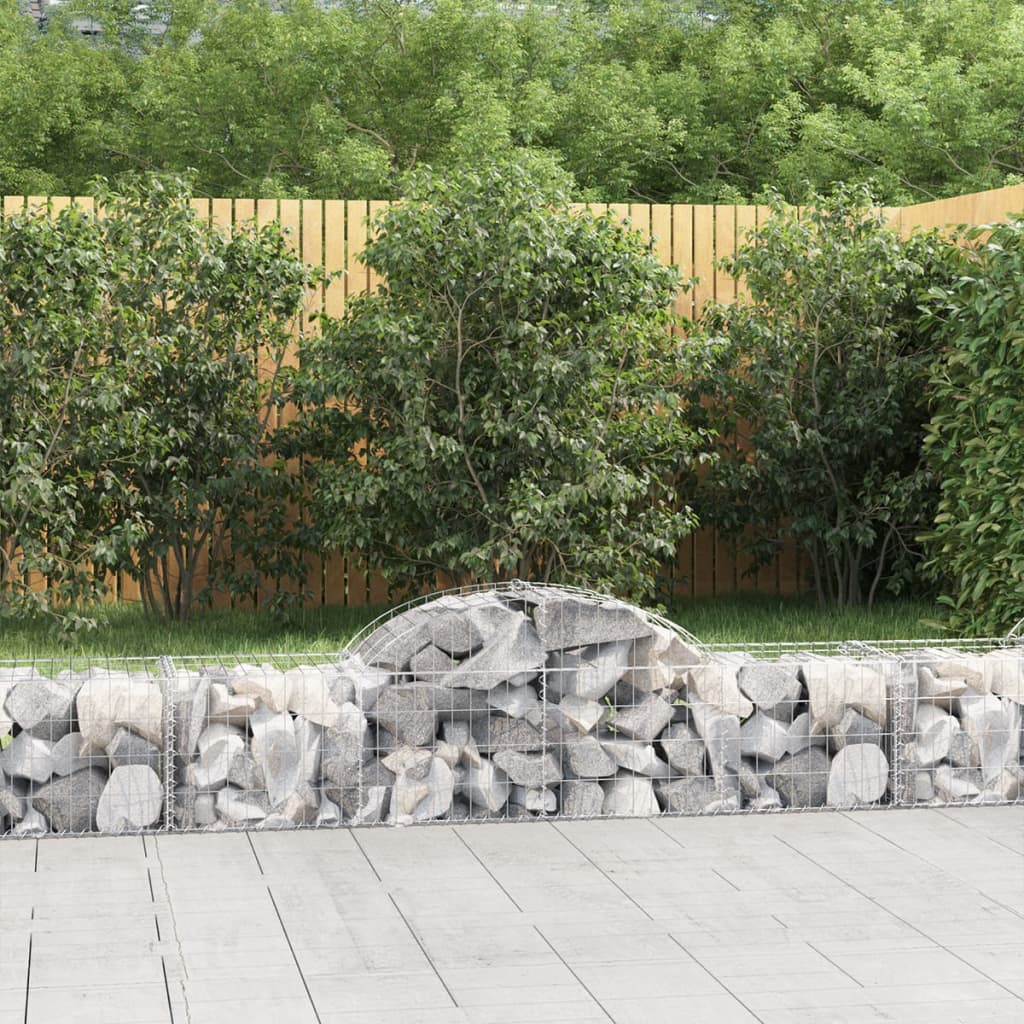 Arched Gabion Baskets 3 pcs 200x50x40/60 cm Galvanised Iron - Decor Base