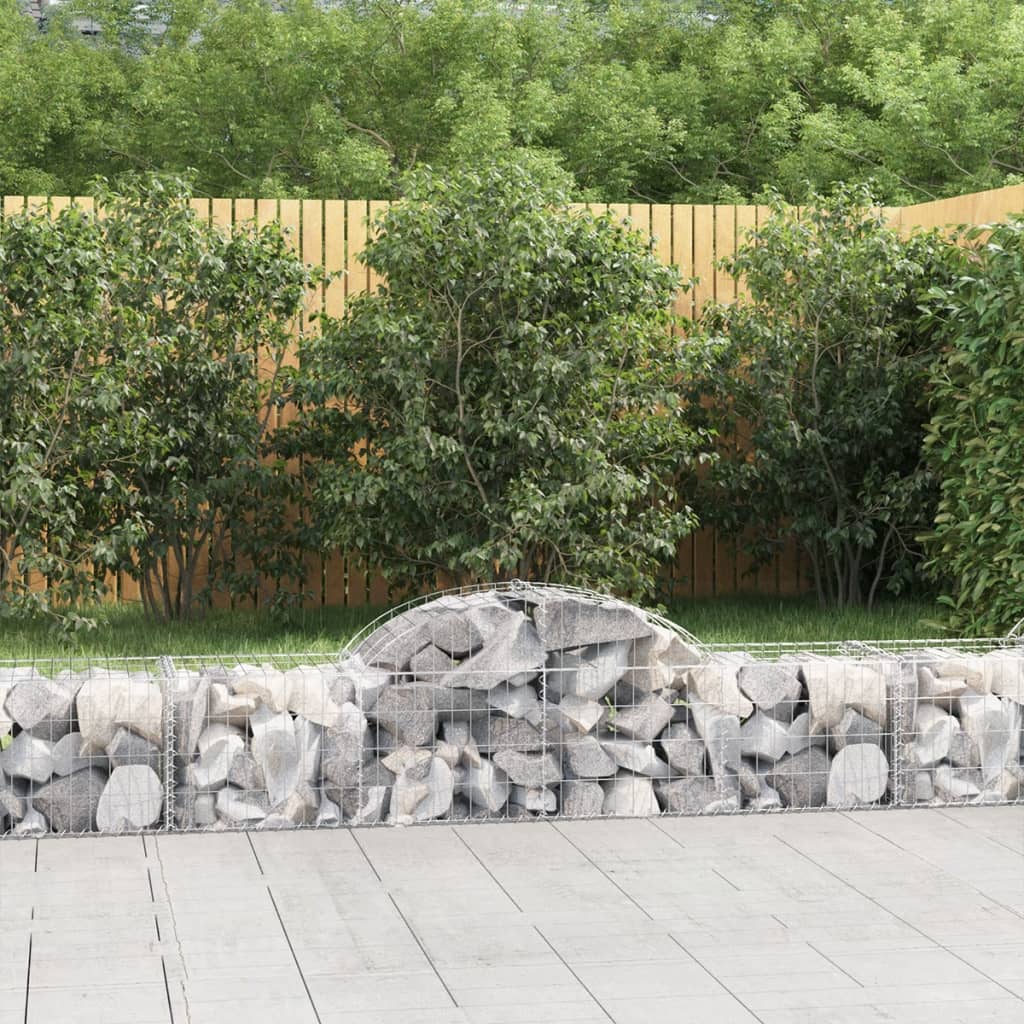 Arched Gabion Baskets 12 Pieces 200x50x40/60 cm Galvanised Iron - Casper Homes