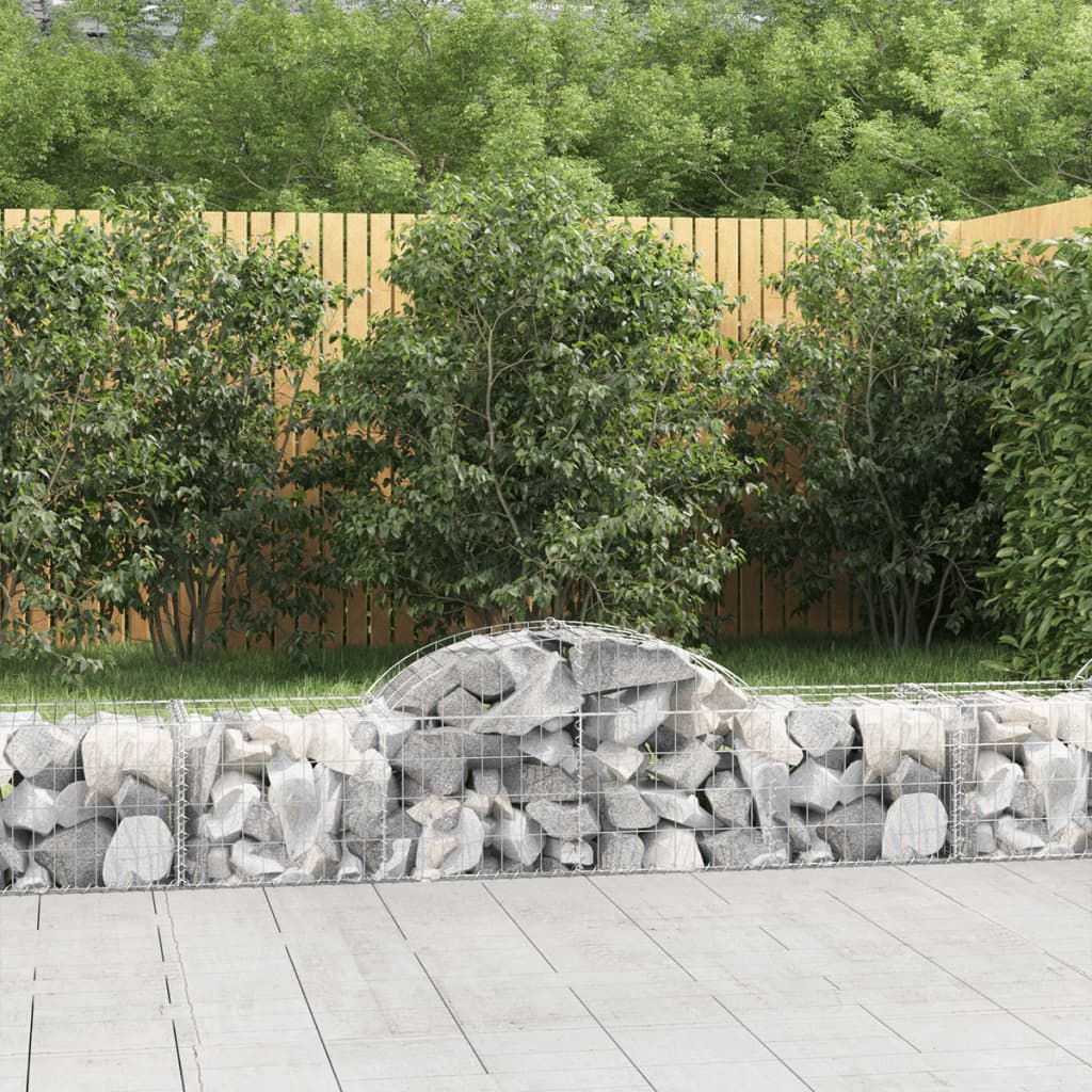 Arched Gabion Baskets 25 pcs 200x50x40/60 cm Galvanised Iron - Sid & Sam