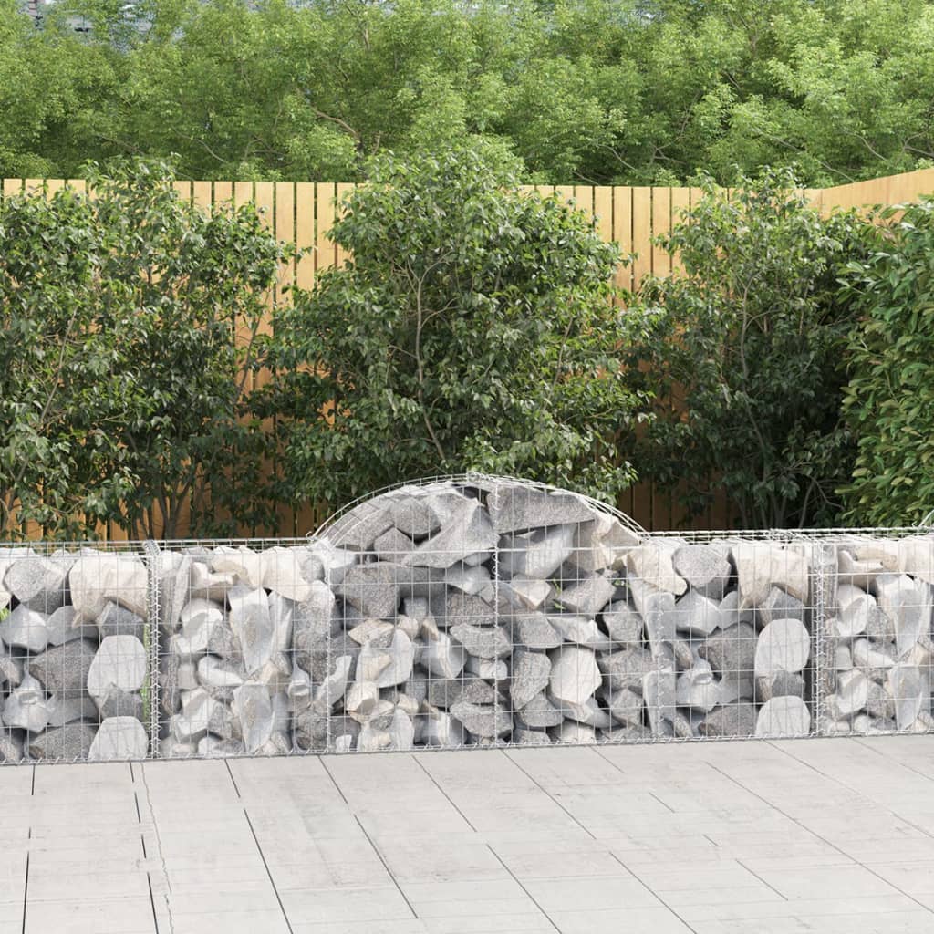 Arched Gabion Baskets 15 pcs 200x50x60/80 cm Galvanised Iron - The Home Maker