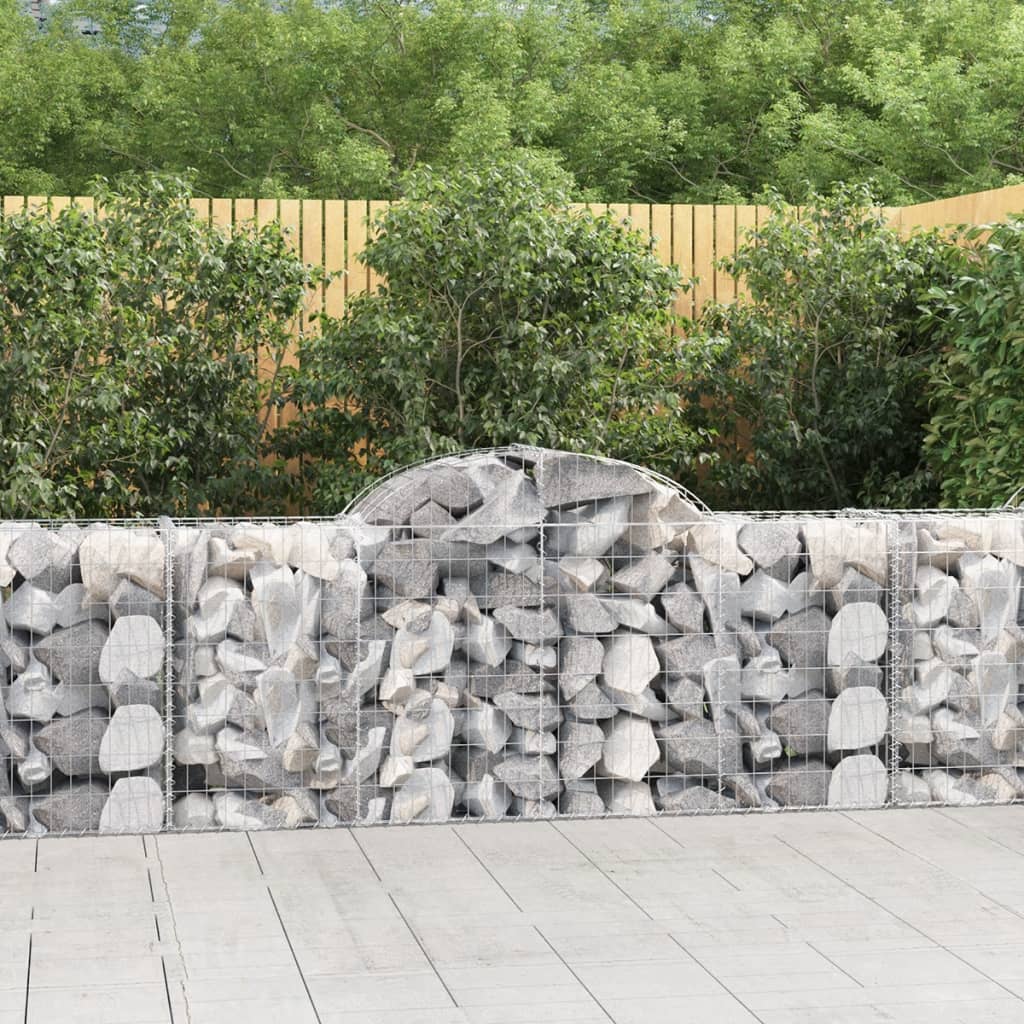 Arched Gabion Baskets 3 pcs 200x50x80/100 cm Galvanised Iron - Decor Base