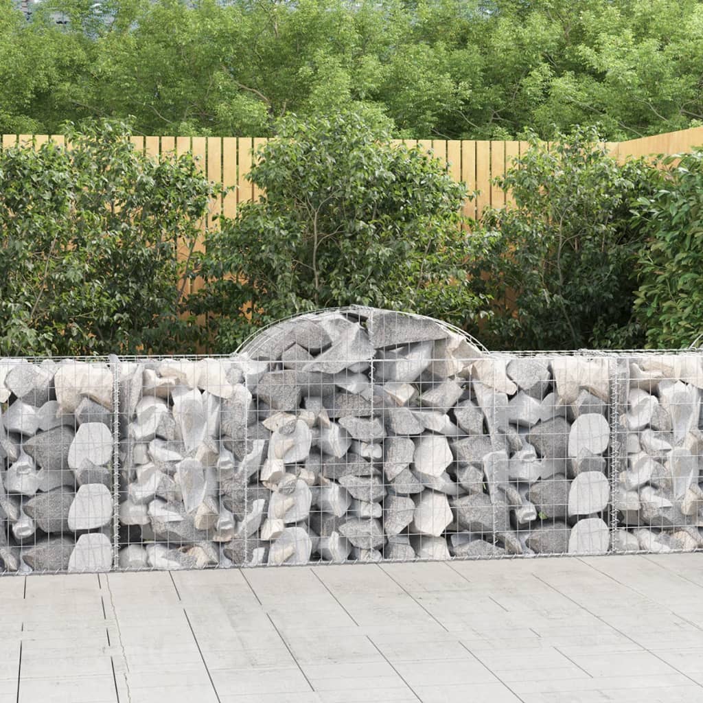 Arched Gabion Baskets 14 pcs 200x50x80/100 cm Galvanised Iron - Style and Chic