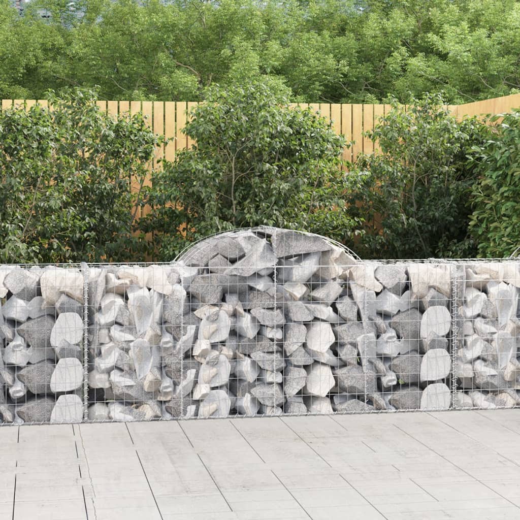 Arched Gabion Baskets 18 pcs 200x50x80/100 cm Galvanised Iron - Style and Chic