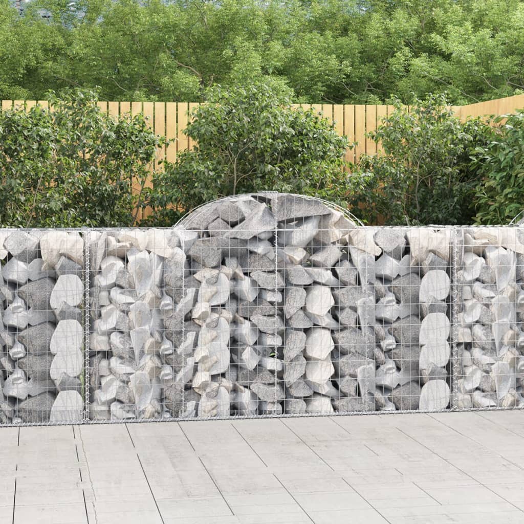Arched Gabion Baskets 4 pcs 200x50x100/120 cm Galvanised Iron - Sid & Sam