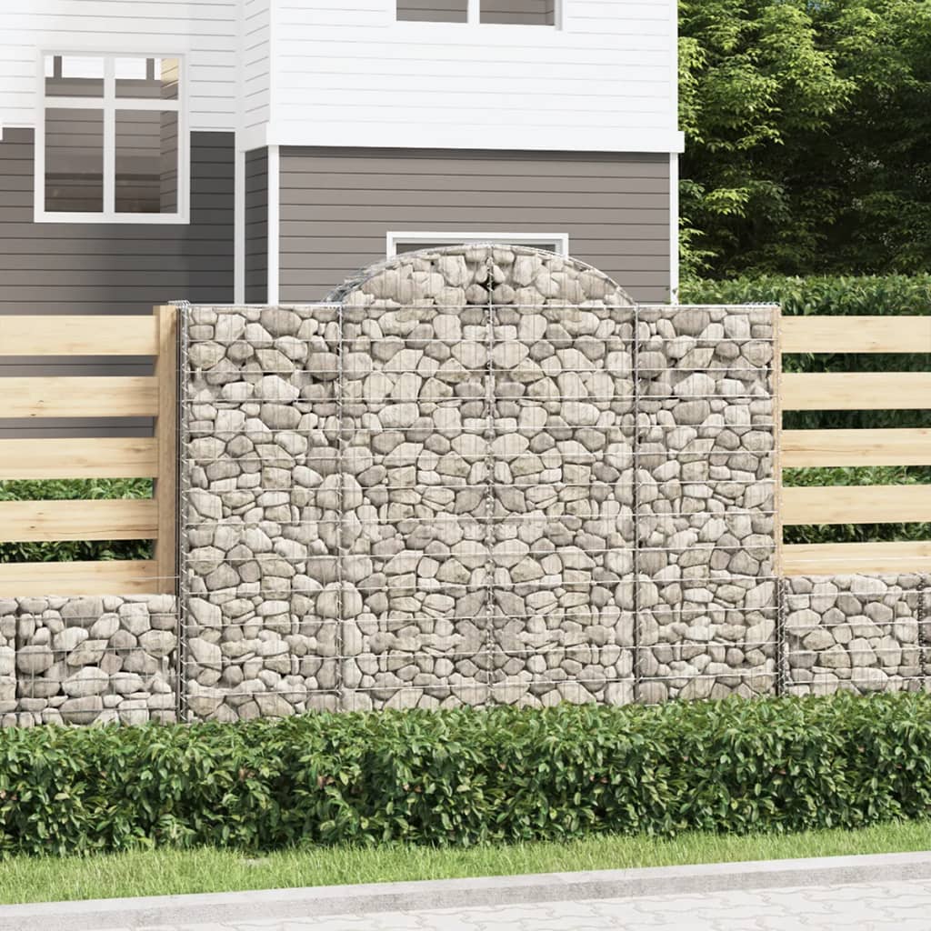 Arched Gabion Baskets 2 pcs 200x50x160/180 cm Galvanised Iron - Merlin Deals